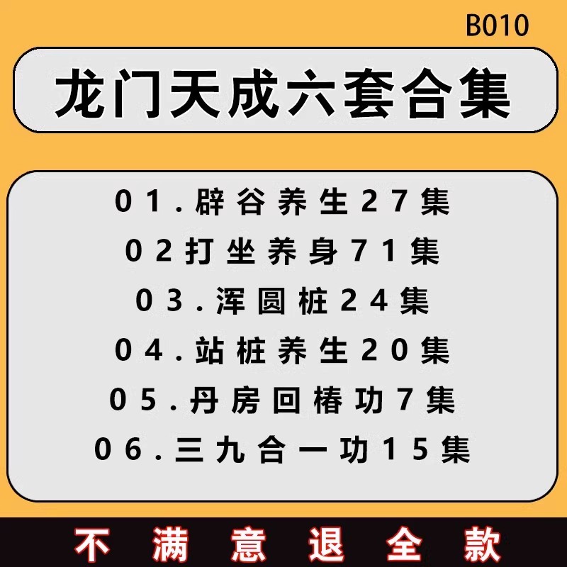 U盘发货 龙门天成全集三九打坐养生辟谷混元桩站桩合一6套视频合集课程